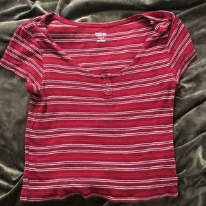 Striped ribbed scoop top